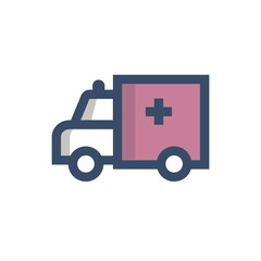 ambulance icon vector with fill outline style. medical icon
