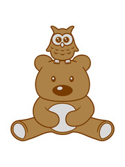 eule vogel haustier kuscheltier kopf uhu teddy grizzly bär bärchen comic cartoon clipart süß niedlich design