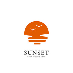Sunset simple logo icon symbol