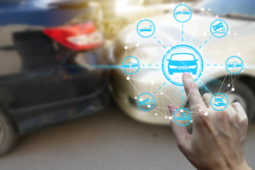 Finger touch with car claim icons