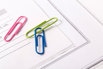 paper color clip and paper on white background.
