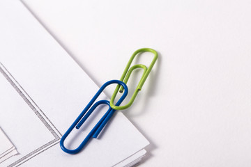 paper color clip and paper on white background.