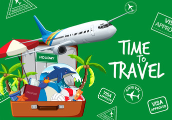 Travel element on green background