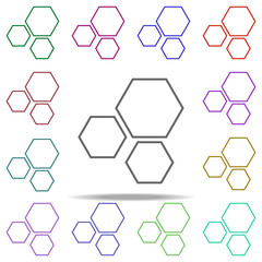 honeycombs icon. Elements of education in multi color style icons. Simple icon for websites, web design, mobile app, info graphics