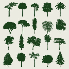Collection of tree silhouettes vector