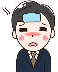 男性会社員サラリーマンの風邪で体調不良