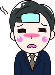 男性会社員サラリーマンの風邪で体調不良