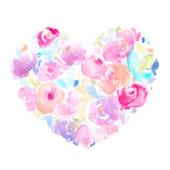 Watercolor Floral Hearts