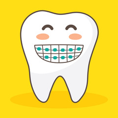Vector character happy and funny teeth set. illustration doodle drawing cute design tooth.