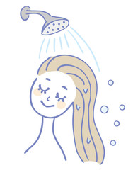 髪を洗い流す女性