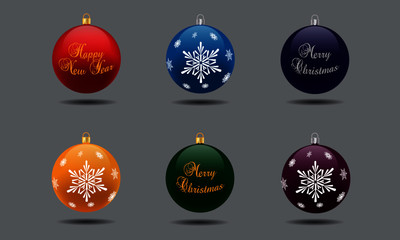 Set of colorful Christmas balls