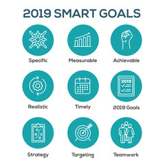 Fototapeta premium 2019 SMART Goals Vector graphic with Smart goal keywords