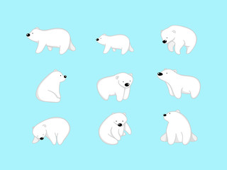 Vector illustration of cute bear cartoon character on blue background.