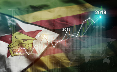 Growing Statistic Financial 2019 Against Zimbabwe Flag