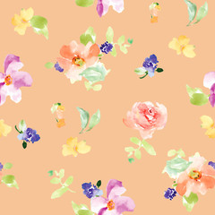 Seamless Background Pattern. Watercolor Flower Pattern Background