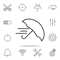 the wind blows the umbrella icon. Detailed set of simple icons. Premium graphic design. One of the collection icons for websites, web design, mobile app