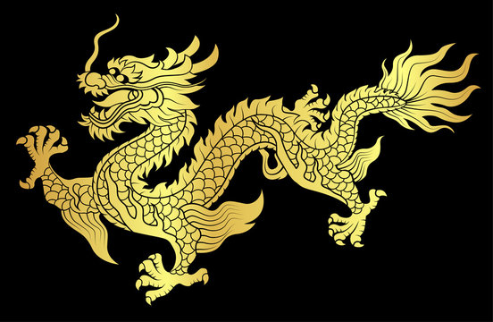 GOLD Chinese dragon crawling