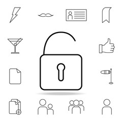 open lock icon. Detailed set of simple icons. Premium graphic design. One of the collection icons for websites, web design, mobile app