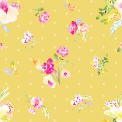 Seamless, Watercolor Flower Background Patterns. Floral Background