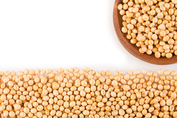 Dry soybeans - Glycine max. Top view