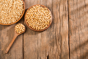 Crushed soybeans - Glycine max. Top view