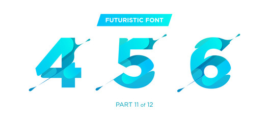 Vector Unique Futuristic Numbers. Decorative Headline Typeface. Trendy Paper Cut Style. Clean Geometric Shape. Gradient Font for Advertising, Unique Marketing Materials, Creative Promotion Poster.