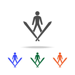 Jumping skier silhouette icon. Elements of Christmas holidays in multi colored icons. Premium quality graphic design icon. Simple icon for websites, web design, mobile app