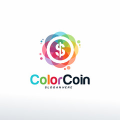 Colorful Finance logo vector, Dollar coin logo designs template, design concept, logo, logotype element for template