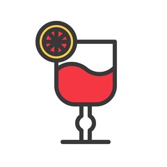 cocktail glass, christmas food and beverage icon set editable outline