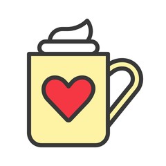 christmas drink with whipped cream icon editable line