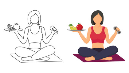 Women's fitness - Vector Illustration, Woman doing exercises, health and fitness concept 