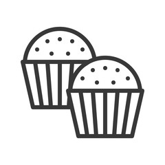 cupcake. bakery christmas theme icon, editable line