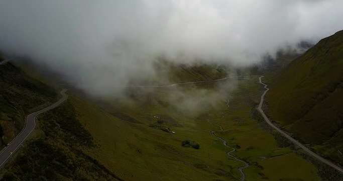 Scary foggy road in Peru in South America
