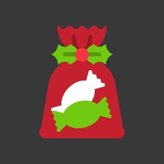 candy sweets in bag xmas theme icon