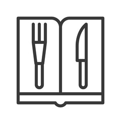 menu icon with fork and knife in christmas theme  editable outline