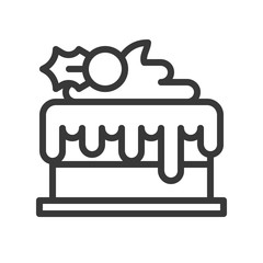 christmas layered cake icon decoration with mistletoe.  editable outline