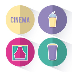 curtain of cinema with bottles of drink