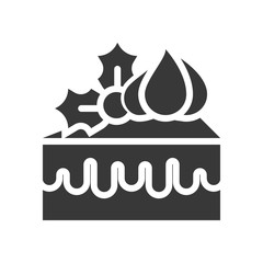 christmas layered cake icon decoration with mistletoe