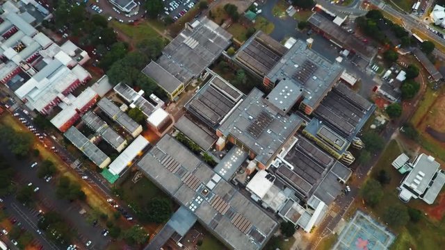 Overhead shot of cityscape and buildings, Sao Paulo, Brazil