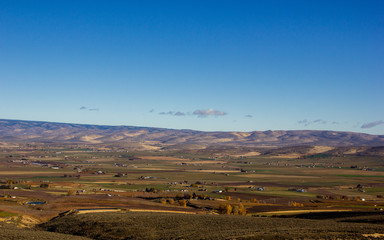 Obraz premium View of the Ellensburg and Kittitas valleys as seen from the view point on Manastash Ridge.