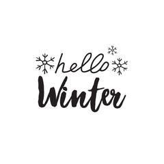 Naklejka na ściany i meble Hello winter lettering greeting card design merry