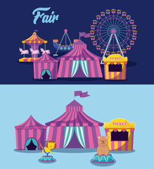 set circus tent and icons