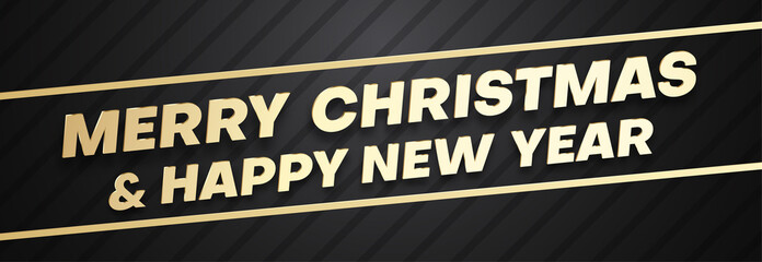Merry Christmas and Happy New Year golden banner.