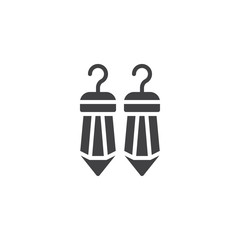 Ruby Earrings vector icon. filled flat sign for mobile concept and web design. Crystal earrings simple solid icon. Symbol, logo illustration. Pixel perfect vector graphics