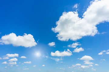 Blue sky with sun natural background.