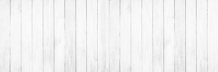 Fotobehang Oude witte houtstructuur achtergrond. © ParinPIX