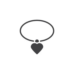 Necklace with heart pendant vector icon. filled flat sign for mobile concept and web design. Wedding and love Jewelry simple solid icon. Symbol, logo illustration. Pixel perfect vector graphics