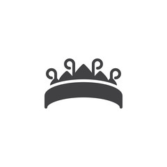 Tiara jewelry vector icon. filled flat sign for mobile concept and web design. Elegant crown simple solid icon. Symbol, logo illustration. Pixel perfect vector graphics