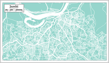 Jambi Indonesia City Map in Retro Style. Outline Map.