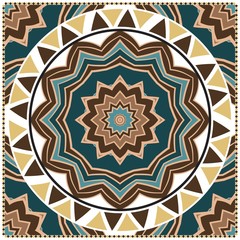 Floral Geometric Pattern with hand-drawing Mandala. illustration. For fabric, textile, bandana, pillowcarpet print.